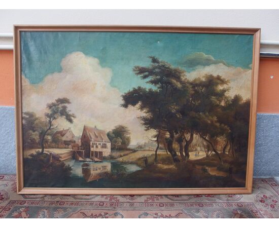 PAINTED OIL ON CANVAS OF LANDSCAPE AGE 800 cm 167xH115     