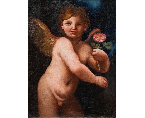 XVII secolo, Scuola emiliana, Putto con rosa