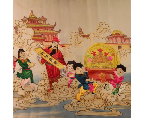 Great 20th century Chinese silk embroidery decorative panel