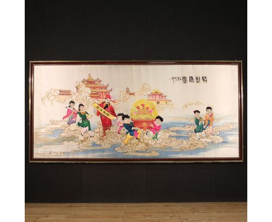 Great 20th century Chinese silk embroidery decorative panel