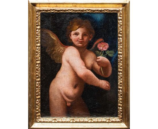 XVII secolo, Scuola emiliana, Putto con rosa