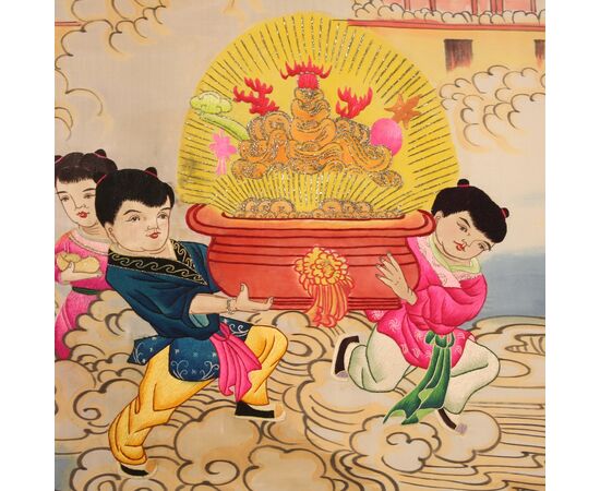 Great 20th century Chinese silk embroidery decorative panel