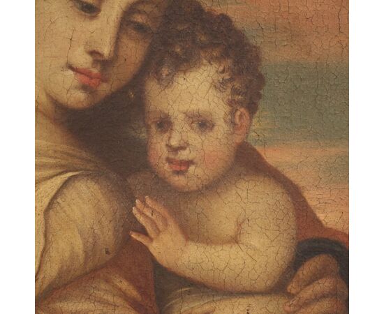 Dipinto religioso Madonna con bambino del XVIII secolo