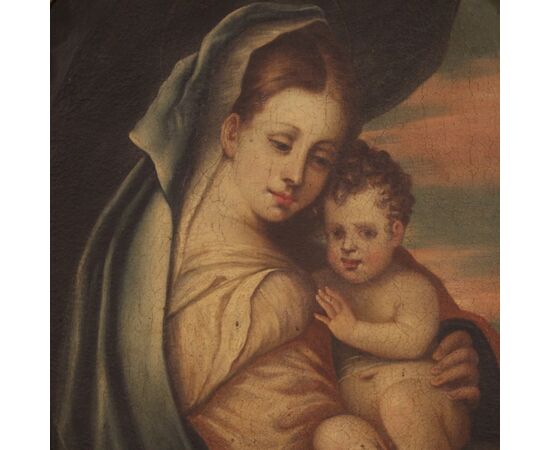 Dipinto religioso Madonna con bambino del XVIII secolo