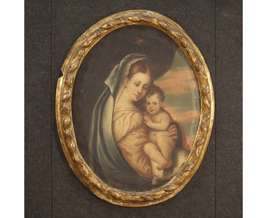 Dipinto religioso Madonna con bambino del XVIII secolo