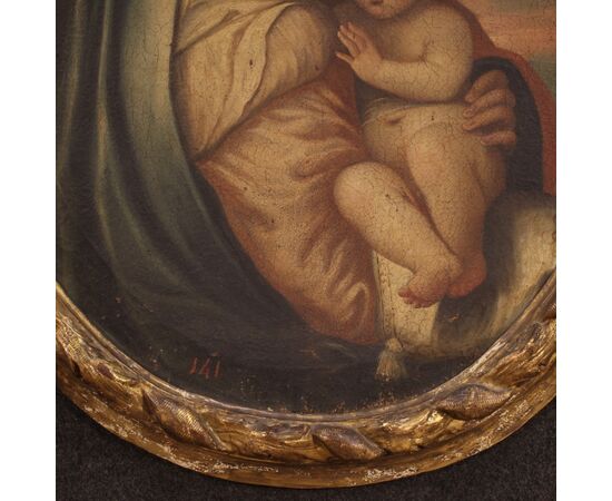 Dipinto religioso Madonna con bambino del XVIII secolo