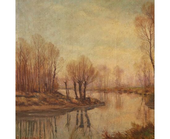 Great landscape painting signed A. Corradi from the 20th century