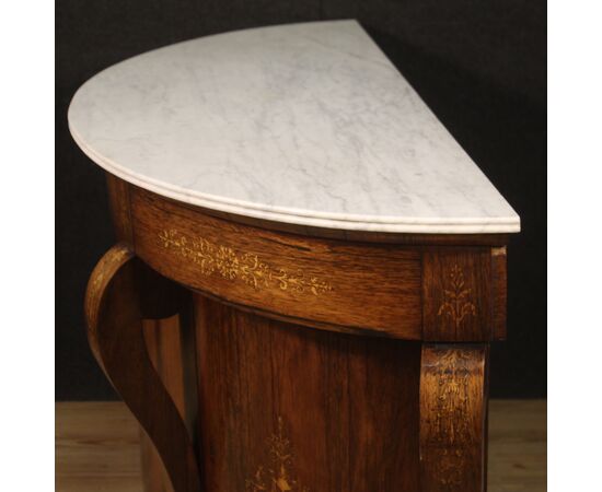 Half moon sideboard in wood with marble top from the 19th century