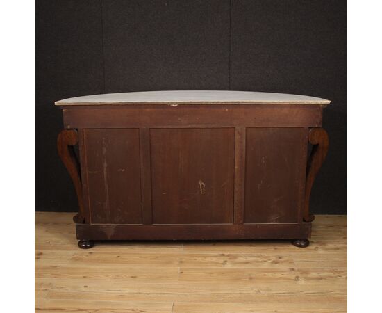 Half moon sideboard in wood with marble top from the 19th century