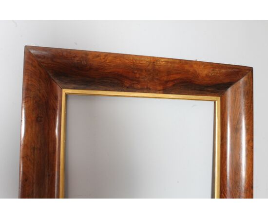 Antica Cornice Carlo X in noce a vassoio lastronata e oro  . Mis 110 x 90 interno 75,50 x 55,50 