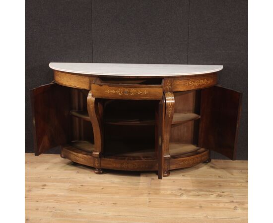 Half moon sideboard in wood with marble top from the 19th century