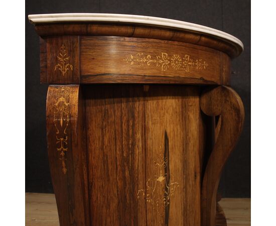 Half moon sideboard in wood with marble top from the 19th century