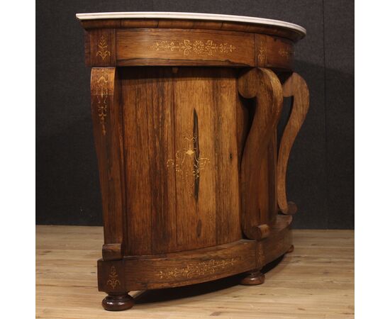 Half moon sideboard in wood with marble top from the 19th century