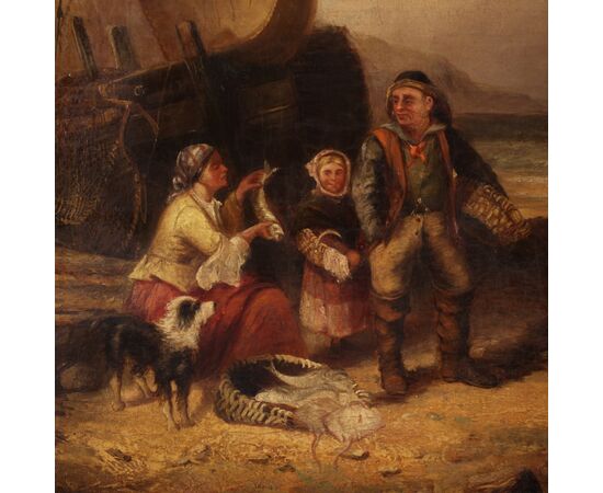 Painting oil on canvas seascape signed and dated 1868