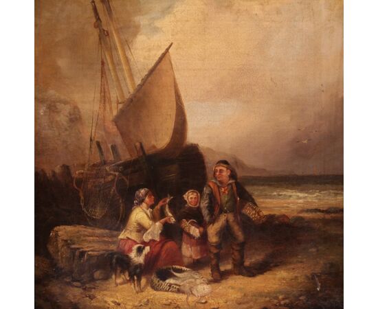 Painting oil on canvas seascape signed and dated 1868