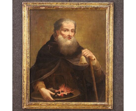 Antique painting Saint Anthony the Abbot from the 18th century