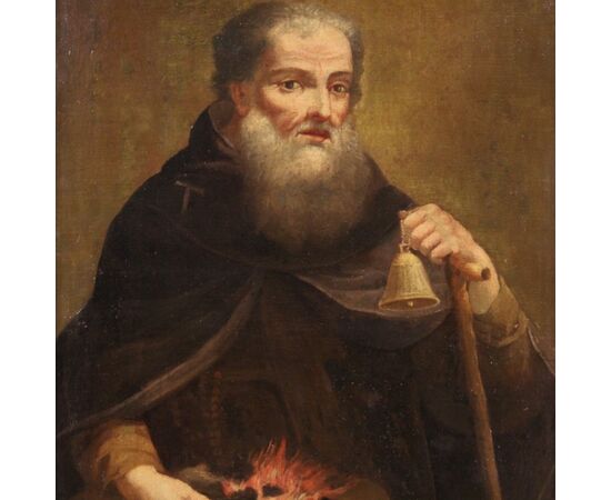 Antique painting Saint Anthony the Abbot from the 18th century