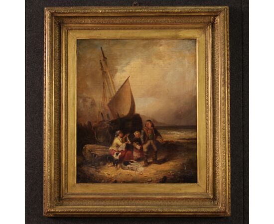 Painting oil on canvas seascape signed and dated 1868