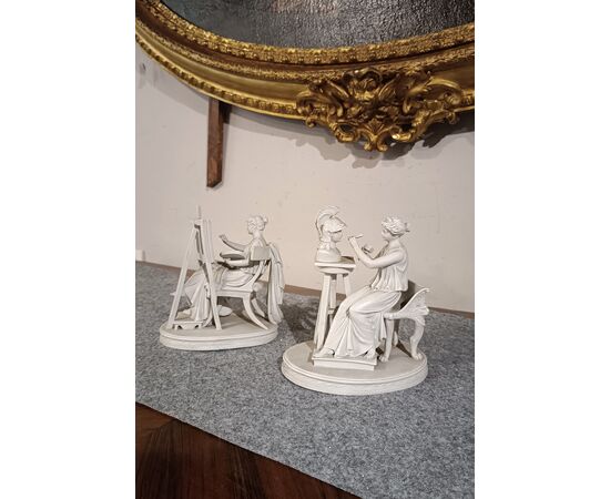 COPPIA DI SCULTURE “ALLEGORIA DELLE ARTI” PRIMI XIX SECOLO 