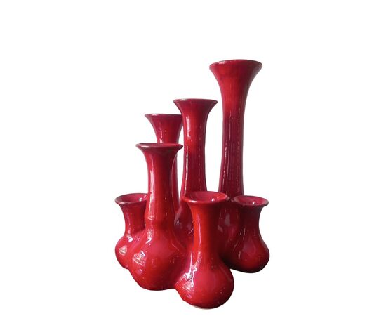 Vaso in terracotta smaltata in rosso