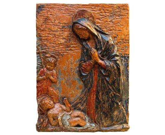 XVII secolo, Toscana, Madonna in adorazione del Bambino con San Giovannino