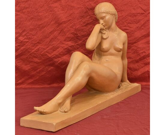 SCULTURE ART DECO IN TERRACOTTA, NUDO DI DONNA, AMEDEO GENNARELLI, SCULTORE ITALIANO. (STTE82)