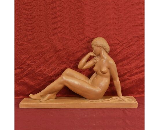 SCULTURE ART DECO IN TERRACOTTA, NUDO DI DONNA, AMEDEO GENNARELLI, SCULTORE ITALIANO. (STTE82)