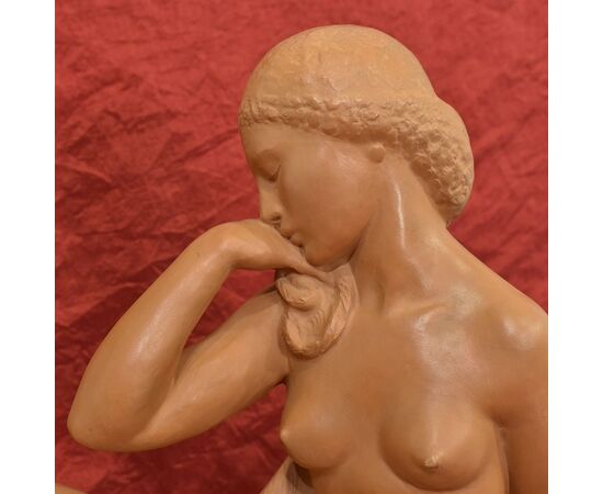 SCULTURE ART DECO IN TERRACOTTA, NUDO DI DONNA, AMEDEO GENNARELLI, SCULTORE ITALIANO. (STTE82)