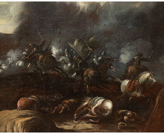 Ciriaco Parmigiani (1641-1704), Coppia di scontri tra cavalleria  