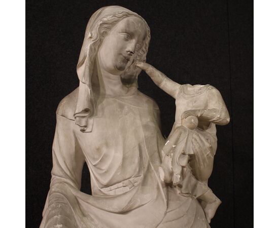 Scultura in gesso Madonna col bambino del XX secolo