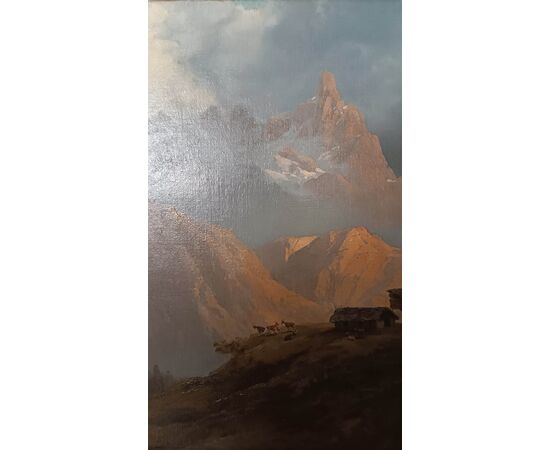 COPPIA DI QUADRI CON PAESAGGIO MONTANO FINE XVIII-INIZI XIX SECOLO