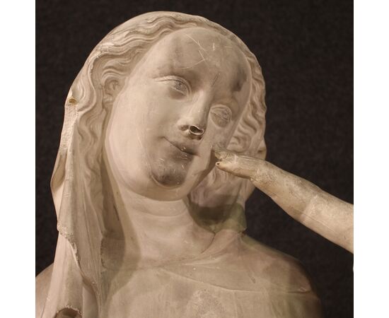 Scultura in gesso Madonna col bambino del XX secolo