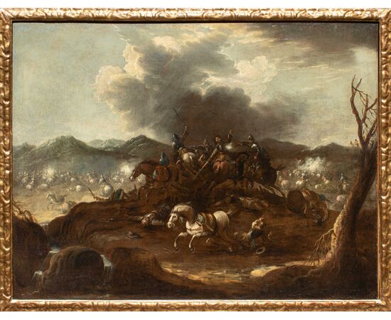 Ciriaco Parmigiani (1641-1704), Coppia di scontri tra cavalleria  