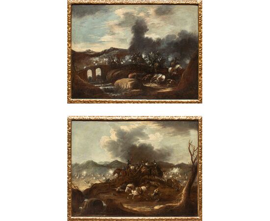 Ciriaco Parmigiani (1641-1704), Coppia di scontri tra cavalleria  