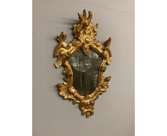 Antica specchiera foglia Oro Italia centrale epoca  XVIII sec. Mis 86 x 54