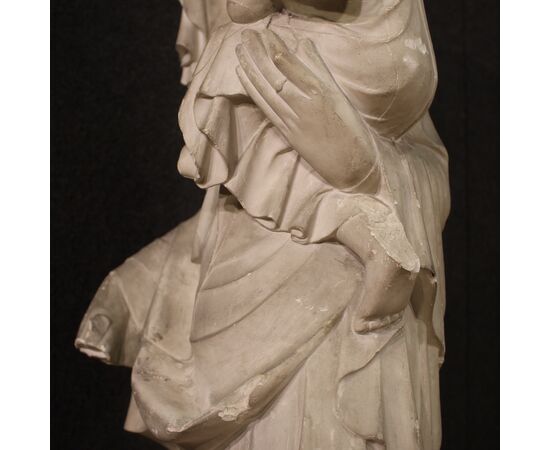 Scultura in gesso Madonna col bambino del XX secolo