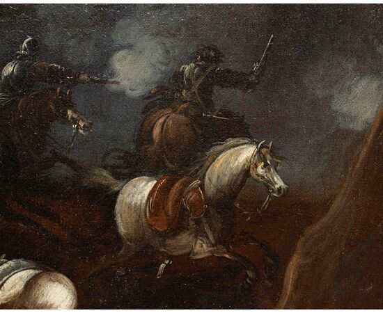 Ciriaco Parmigiani (1641-1704), Coppia di scontri tra cavalleria  