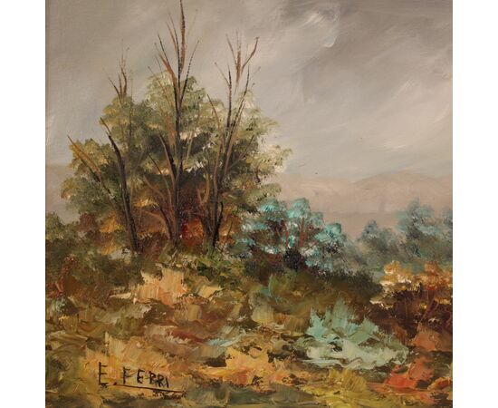 Italian painting landscape signed E. Ferri