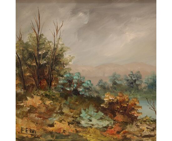 Italian painting landscape signed E. Ferri