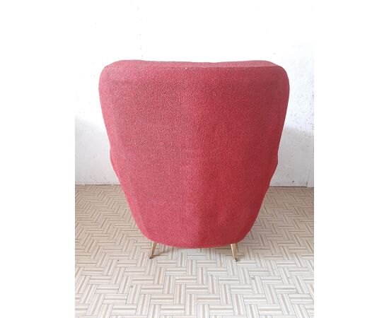 Poltrona  rossa, ISA Bergamo , originale anni '50, stile Gio Ponti