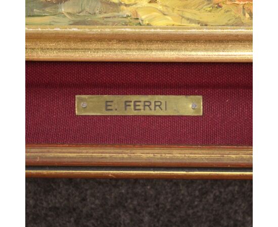 Italian painting landscape signed E. Ferri