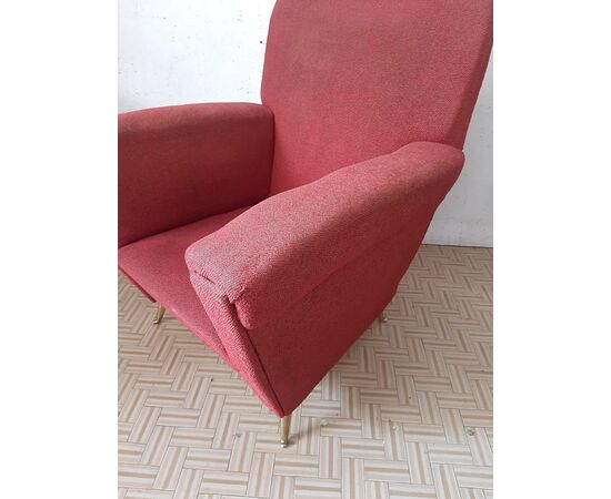 Poltrona  rossa, ISA Bergamo , originale anni '50, stile Gio Ponti