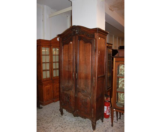 Piccolo Armadio Stipo francese del 1800 in legno di Rovere stile Provenzale