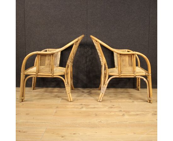 Pair of Italian wicker armchairs from the 60s 