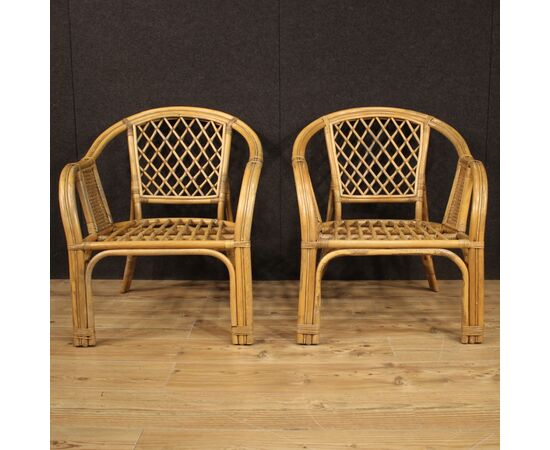 Pair of Italian wicker armchairs from the 60s 