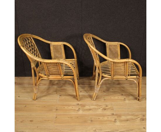 Pair of Italian wicker armchairs from the 60s 