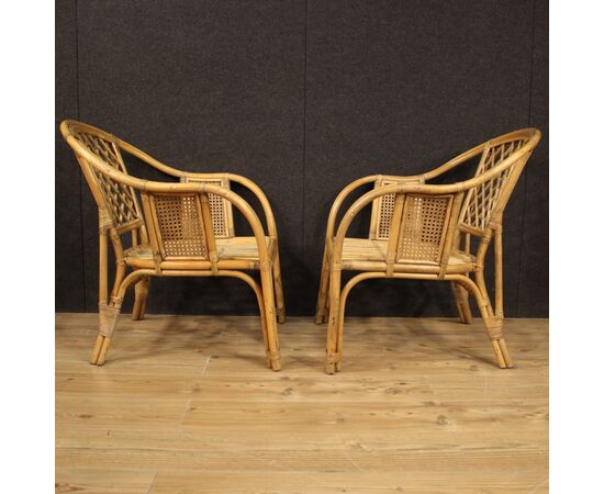 Pair of Italian wicker armchairs from the 60s 