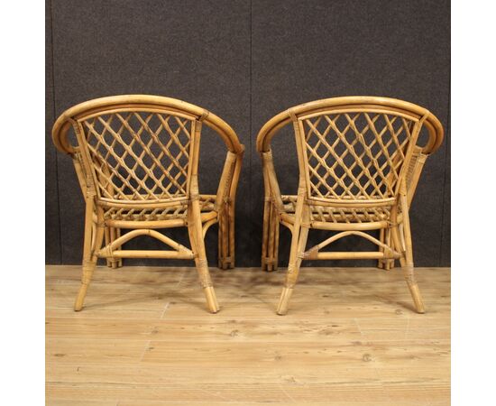 Pair of Italian wicker armchairs from the 60s 