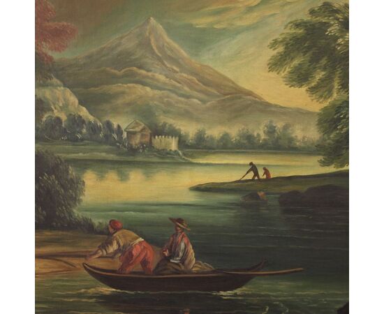 Italian painting landscape with characters