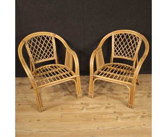 Pair of Italian wicker armchairs from the 60s 